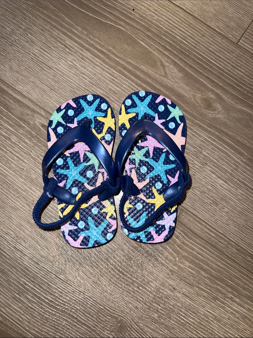 Havaianas Kids Navy Flip Flops with Multicolor Starfish